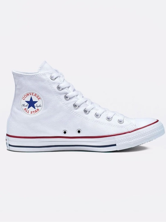 Converse Shoes - Converse White High Top Sneakers with Red & Navy Accents